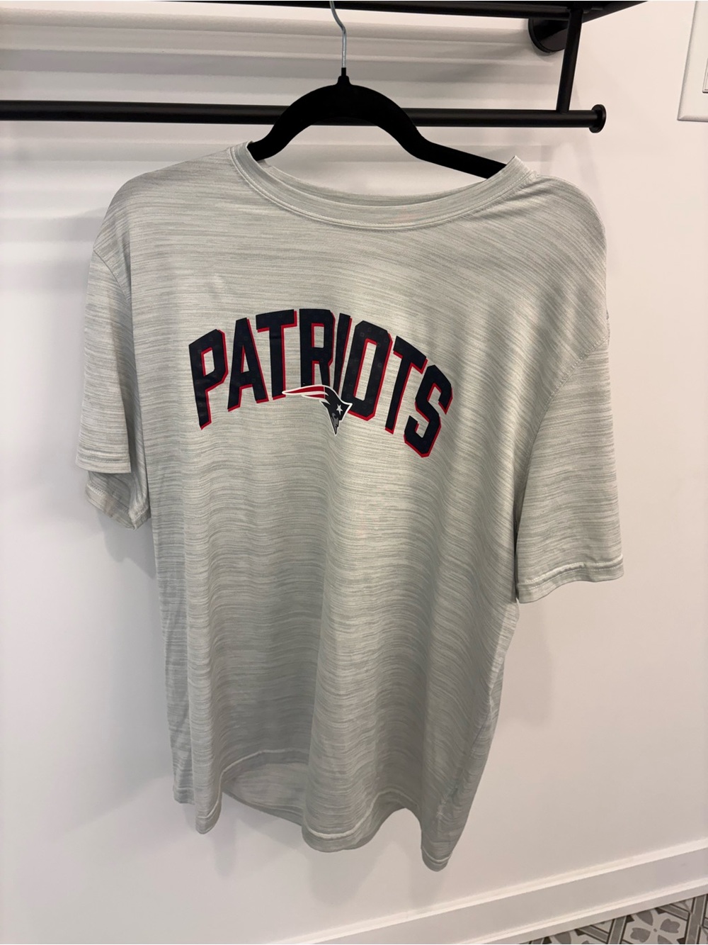 Nike Light Gray Patriots Short Sleeve Tee with Navy & Red Logo